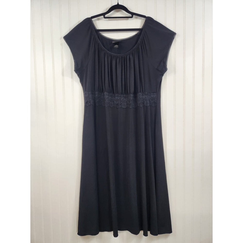 Lane Bryant Black Lace Empire Waist Nightgown Sleep Dress Plus Size 22/24